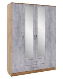 Шкаф 4-х створчатый с зеркалом "Лаура" ватан/цемент КД
