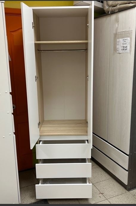 Шкаф "Норд 3" 2-х створчатый с ящиками сонома/белый фото 3