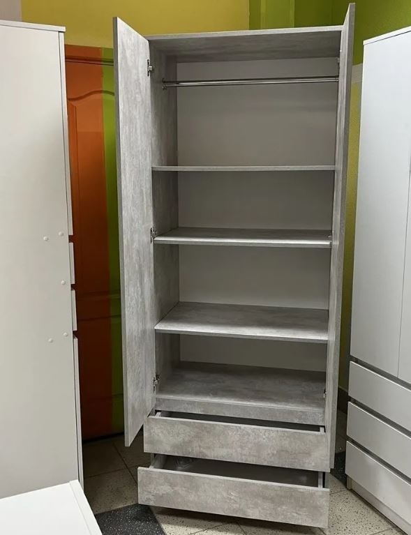 Шкаф "Норд-6" 2-х створчатый с ящиками цемент светлый фото 2